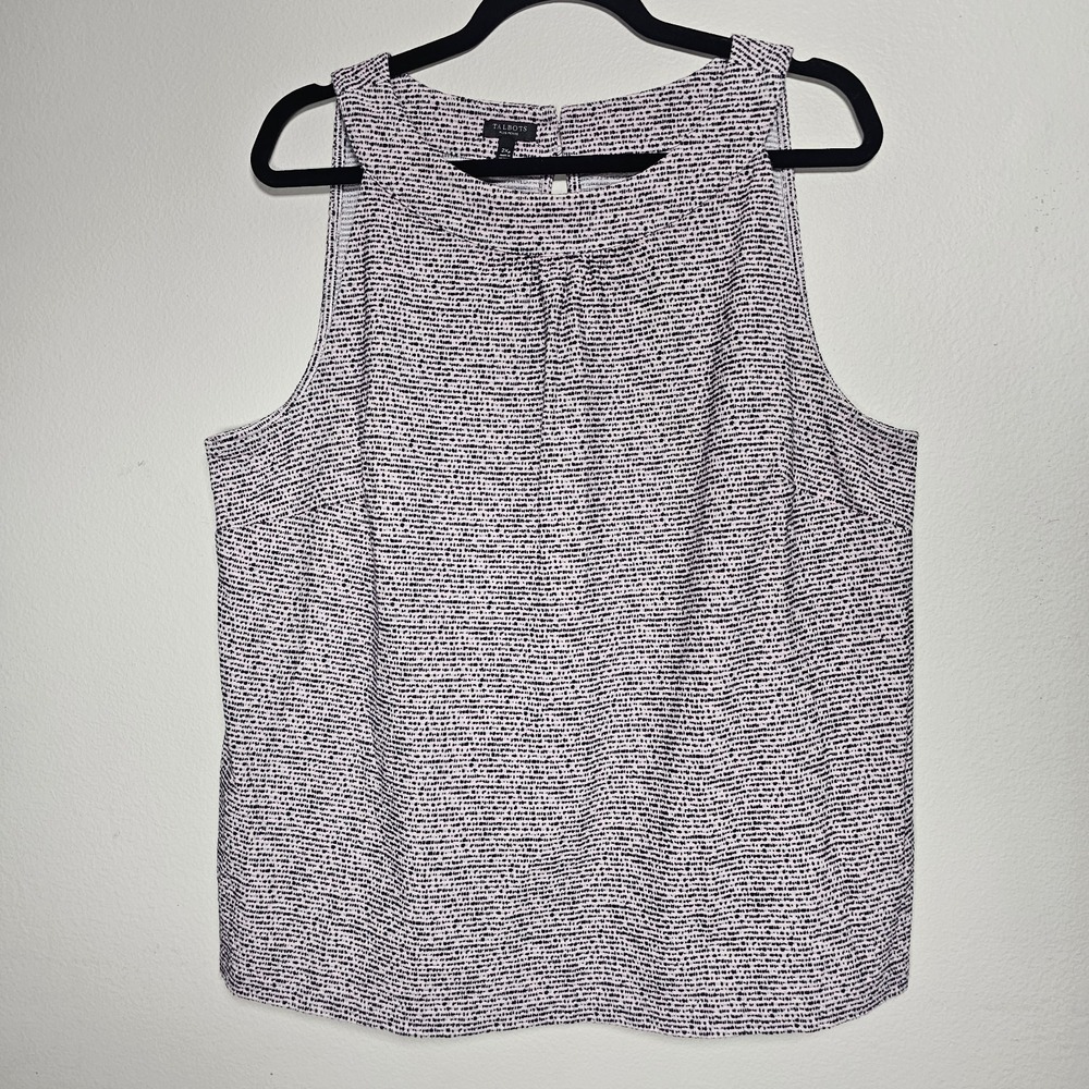 Talbots Womens 2XP Plus Petite Striped Sleeveless Tank Tee Top Career Office